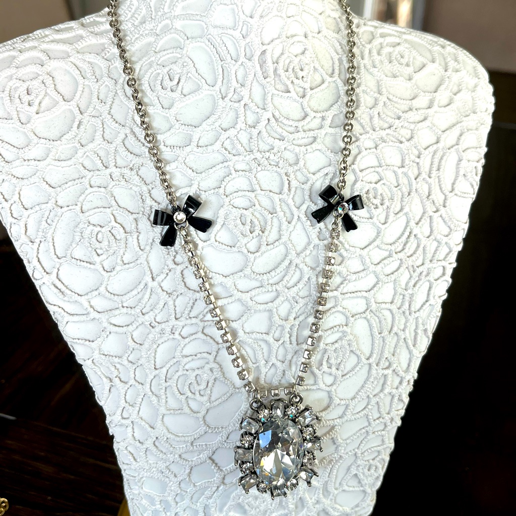 Vintage Betsy Johnson Silver Rhinestone Necklace